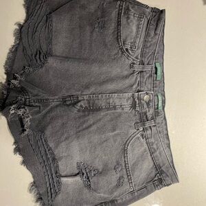 Distressed Gray Denim Shorts